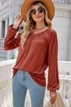 V-Neck Raglan Sleeve Ruched Detail Top Caramel Women's T-Shirts - Tophatter Daily Deals