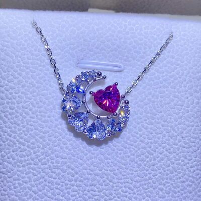 1 Carat Moissanite 925 Sterling Silver Heart Necklace Silver One Size Moissanite - Tophatter Daily Deals