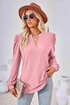 V-Neck Puff Sleeve Blouse Blouses - Tophatter Daily Deals