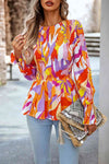 Round Neck Flounce Sleeve Peplum Top Blouses - Tophatter Daily Deals