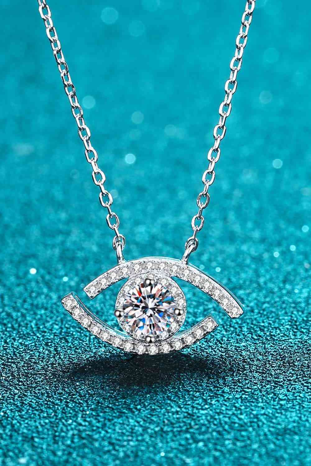 Moissanite Evil Eye Pendant 925 Sterling Silver Necklace Moissanite - Tophatter Daily Deals