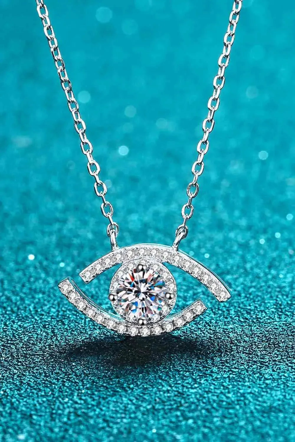 Moissanite Evil Eye Pendant 925 Sterling Silver Necklace Moissanite - Tophatter Daily Deals
