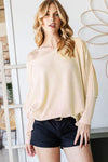 Reborn J Exposed Seam Lantern Sleeve Top Blouses - Tophatter Daily Deals