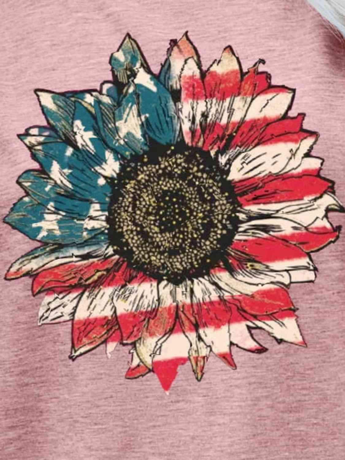 US Flag Flower Graphic Tee Women's T-Shirts - Tophatter Daily Deals