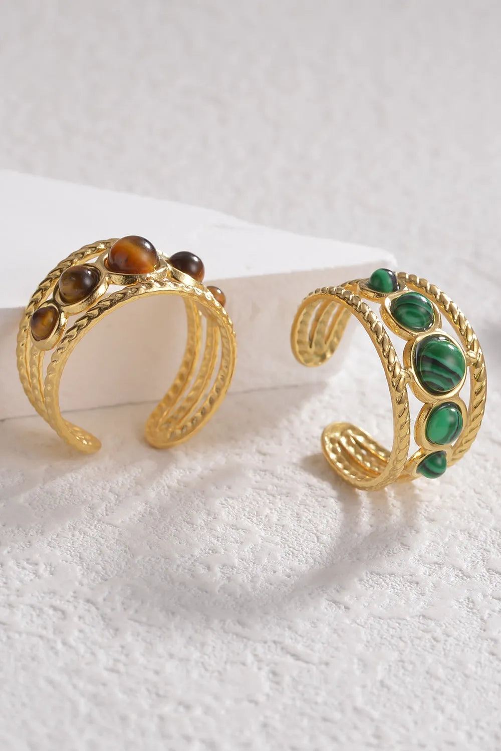 18K Gold Plated Nature Stone Open Ring Rings - Tophatter Daily Deals