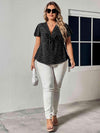 Plus Size V-Neck Front Bow Flutter Sleeve Blouse Blouses - Tophatter Daily Deals