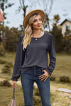 Round Neck Puff Sleeve Blouse Blouses - Tophatter Daily Deals