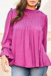 Ruched Blouse Flounce Sleeve Blouse Hot Pink Blouses - Tophatter Daily Deals