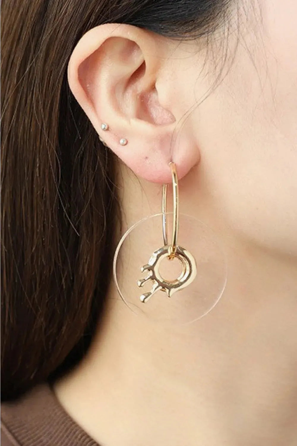 Contrast Hoop Drop Earrings Earrings - Tophatter Daily Deals