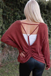 Open Back Gathered Detail Round Neck Top Blouses - Tophatter Daily Deals