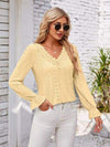 Applique V-Neck Flounce Sleeve T-Shirt Women's T-Shirts - Tophatter Daily Deals