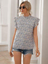 Ditsy Floral Mock Neck Cap Sleeve T-Shirt Women's T-Shirts - Tophatter Daily Deals