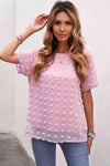 Swiss Dot Round Neck Blouse Blush Pink Blouses - Tophatter Daily Deals