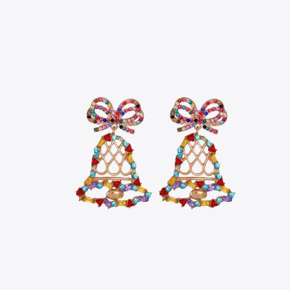 Rhinestone Alloy Christmas Bell Earrings Multicolor One Size Earrings - Tophatter Daily Deals