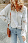 V-Neck Dropped Shoulder Blouse Blouses - Tophatter Daily Deals