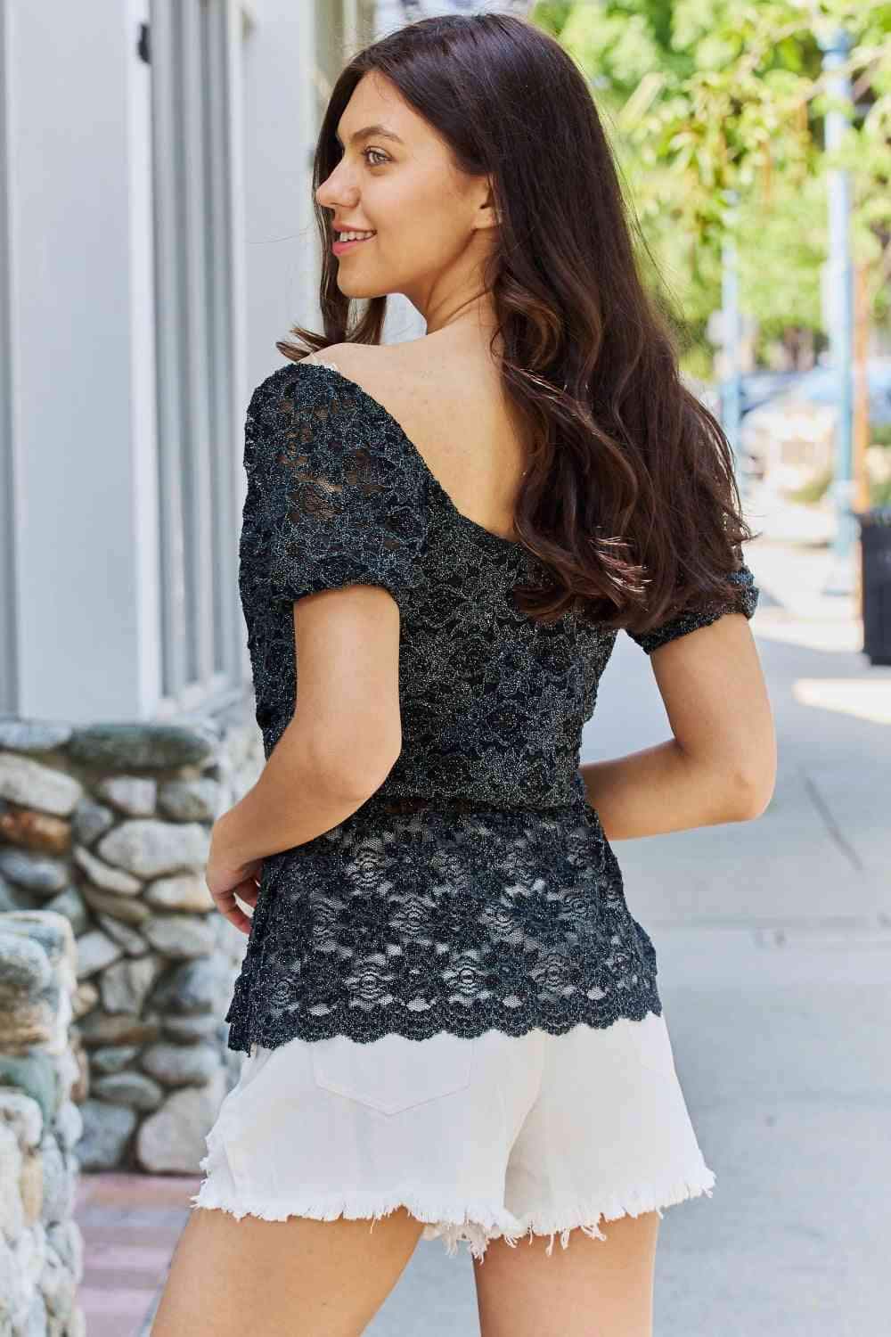 GeeGee Show Stopper Glitter Peplum Top Blouses - Tophatter Daily Deals