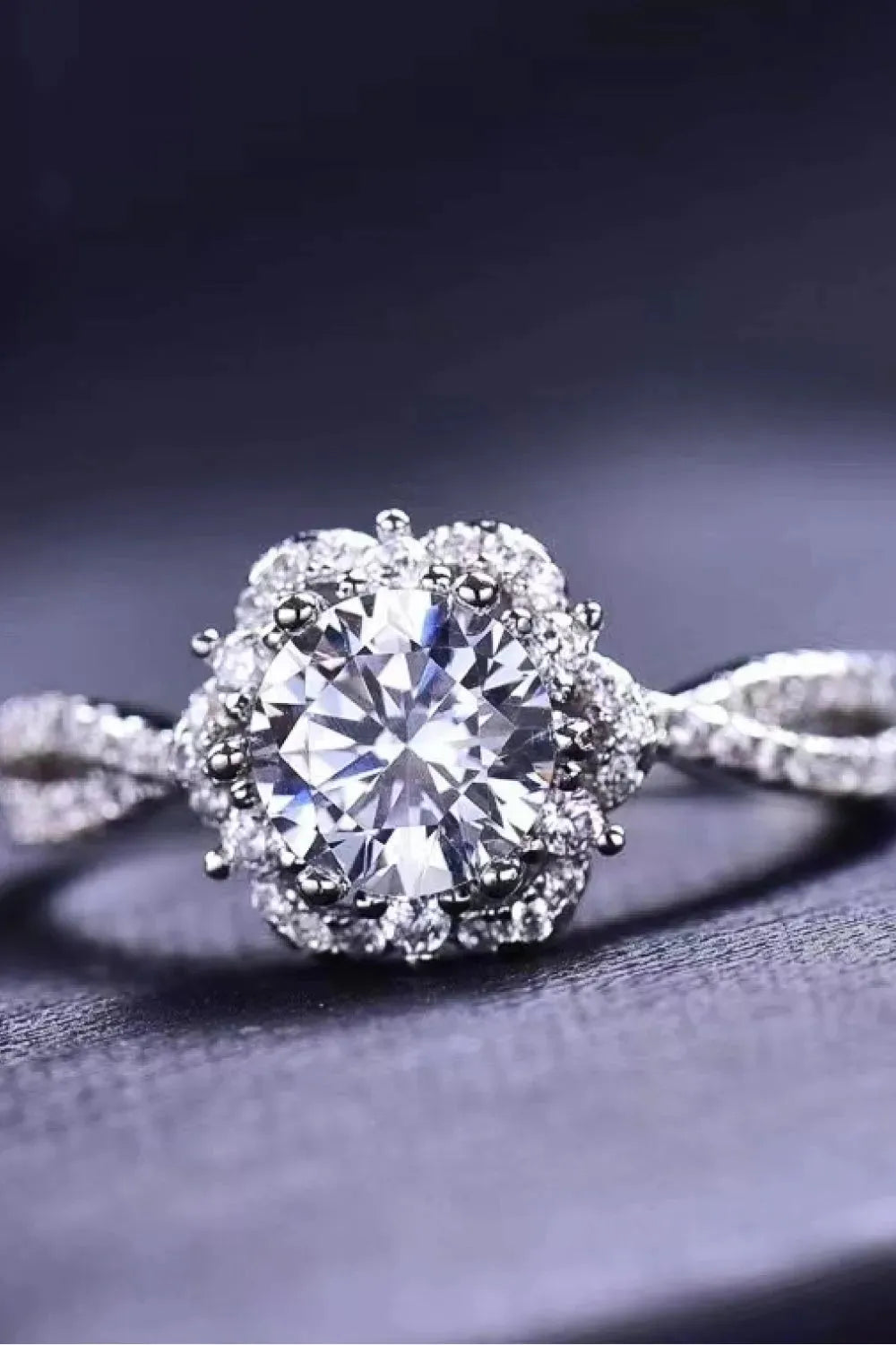 Platinum-Plated Six Prong 1 Carat Moissanite Ring Moissanite - Tophatter Daily Deals