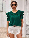 Puff Sleeve Gathered Detail Blouse Mid Green Blouses - Tophatter Daily Deals