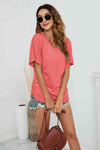 V-Neck Side Ruched Tee Women's T-Shirts - Tophatter Daily Deals