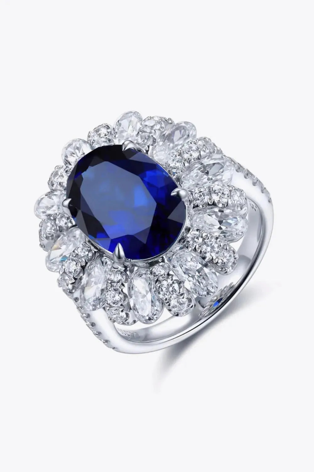 5 Carat Lab-Grown Sapphire Flower Shape Ring Rings - Tophatter Daily Deals