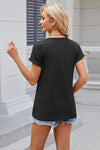 Round Neck Rolled Short Sleeve T-Shirt Women's T-Shirts - Tophatter Daily Deals