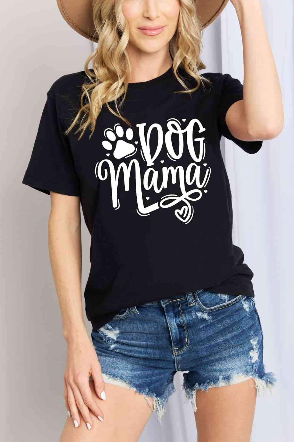 Simply Love Simply Love Full Size DOG MAMA Graphic Cotton T-Shirt Black Women's T-Shirts - Tophatter Daily Deals