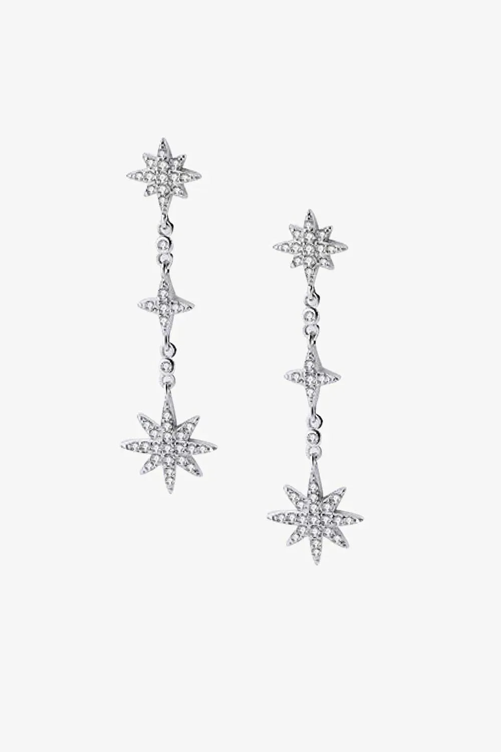Cubic Zirconia Star Drop Earrings Silver One Size Earrings - Tophatter Daily Deals