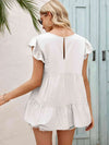 Round Neck Flutter Sleeve Tiered Blouse Blouses - Tophatter Daily Deals