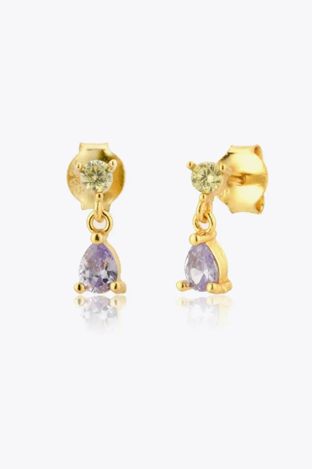 Inlaid Zircon 925 Sterling Silver Drop Earrings Gold One Size Earrings - Tophatter Daily Deals