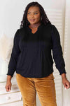 Double Take Ruched Notched Neck Puff Sleeve Blouse Blouses - Tophatter Daily Deals