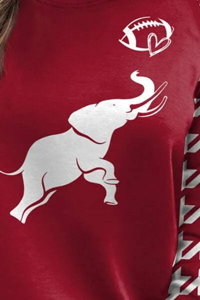 Houndstooth Elephant Graphic Round Neck T-Shirt Women's T-Shirts - Tophatter Daily Deals