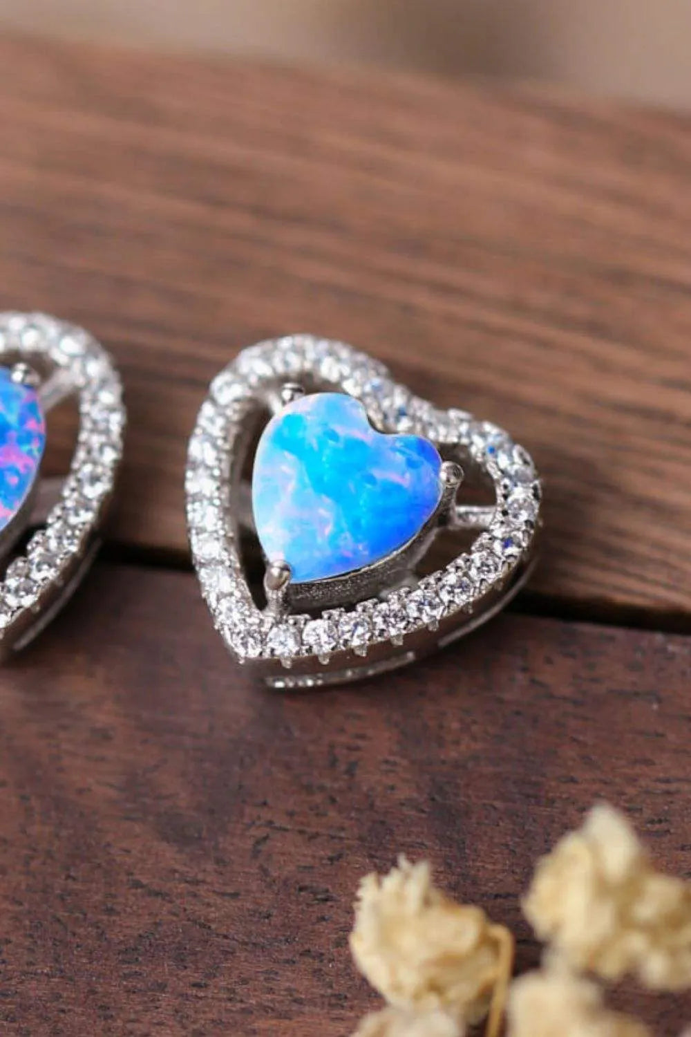 925 Sterling Silver Opal Heart Stud Earrings Opal - Tophatter Daily Deals