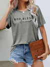 GOD BLESS AMERICA Graphic Short Sleeve Tee Mid Gray Women's T-Shirts - Tophatter Daily Deals