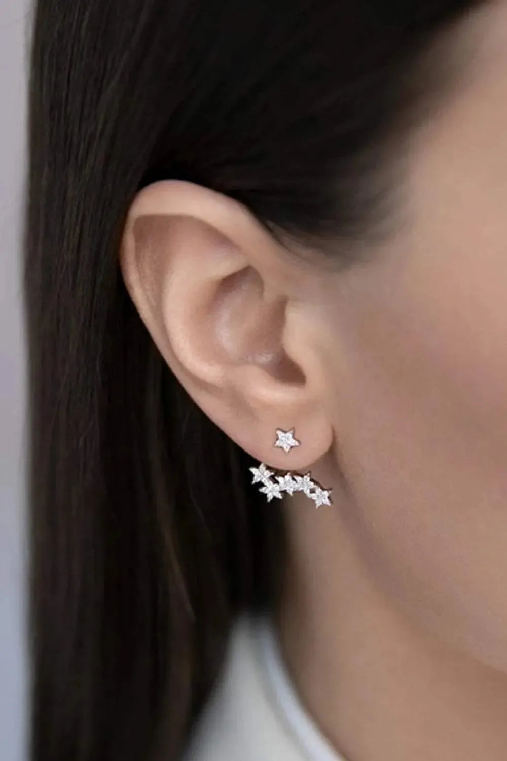 Zircon Star 925 Sterling Silver Single Earring Silver One Size Earrings - Tophatter Daily Deals