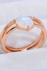 Natural Moonstone and Zircon Double-Layered Ring Moonstone - Tophatter Daily Deals