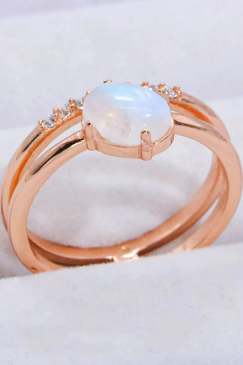 Natural Moonstone and Zircon Double-Layered Ring Moonstone - Tophatter Daily Deals
