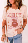 MUSIC CITY Cuffed Short Sleeve Tee Peach Women's T-Shirts - Tophatter Daily Deals