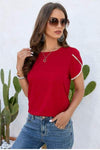 Round Neck Petal Sleeve T-Shirt Women's T-Shirts - Tophatter Daily Deals