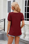 Eyelet Short Sleeve T-Shirt Women's T-Shirts - Tophatter Daily Deals