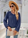 V-Neck Long Sleeve Blouse Blouses - Tophatter Daily Deals