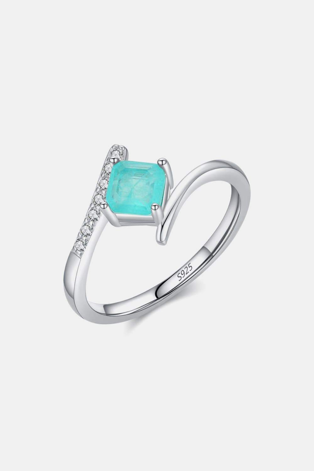 925 Sterling Silver Square Shape Tourmaline Ring Tiffany Blue Rings - Tophatter Daily Deals