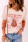 MUSIC CITY Cuffed Short Sleeve Tee Women's T-Shirts - Tophatter Daily Deals