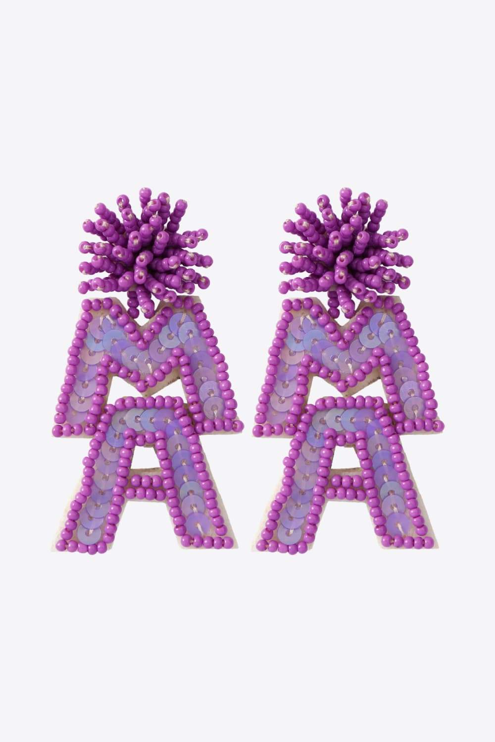 MAMA Beaded Dangle Earrings Purple One Size Earrings - Tophatter Daily Deals