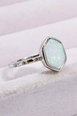 Opal Hexagon 925 Sterling Silver Ring Opal - Tophatter Daily Deals