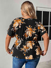 Plus Size Floral Print Cold Shoulder Surplice Neck Blouse Blouses - Tophatter Daily Deals