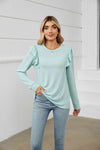 Ruffle Shoulder Long Sleeve T-Shirt Women's T-Shirts - Tophatter Daily Deals