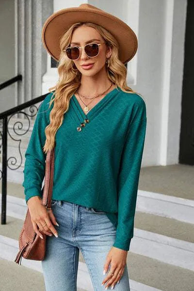 V-Neck Long Sleeve T-Shirt Women's T-Shirts - Tophatter Daily Deals