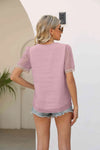 Contrast V-Neck Swiss Dot Top Blouses - Tophatter Daily Deals