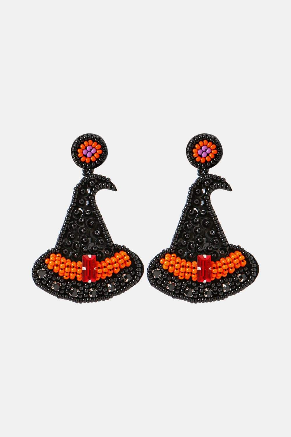 Witch's Hat Shape Beaded Dangle Earrings Black One Size Earrings - Tophatter Daily Deals