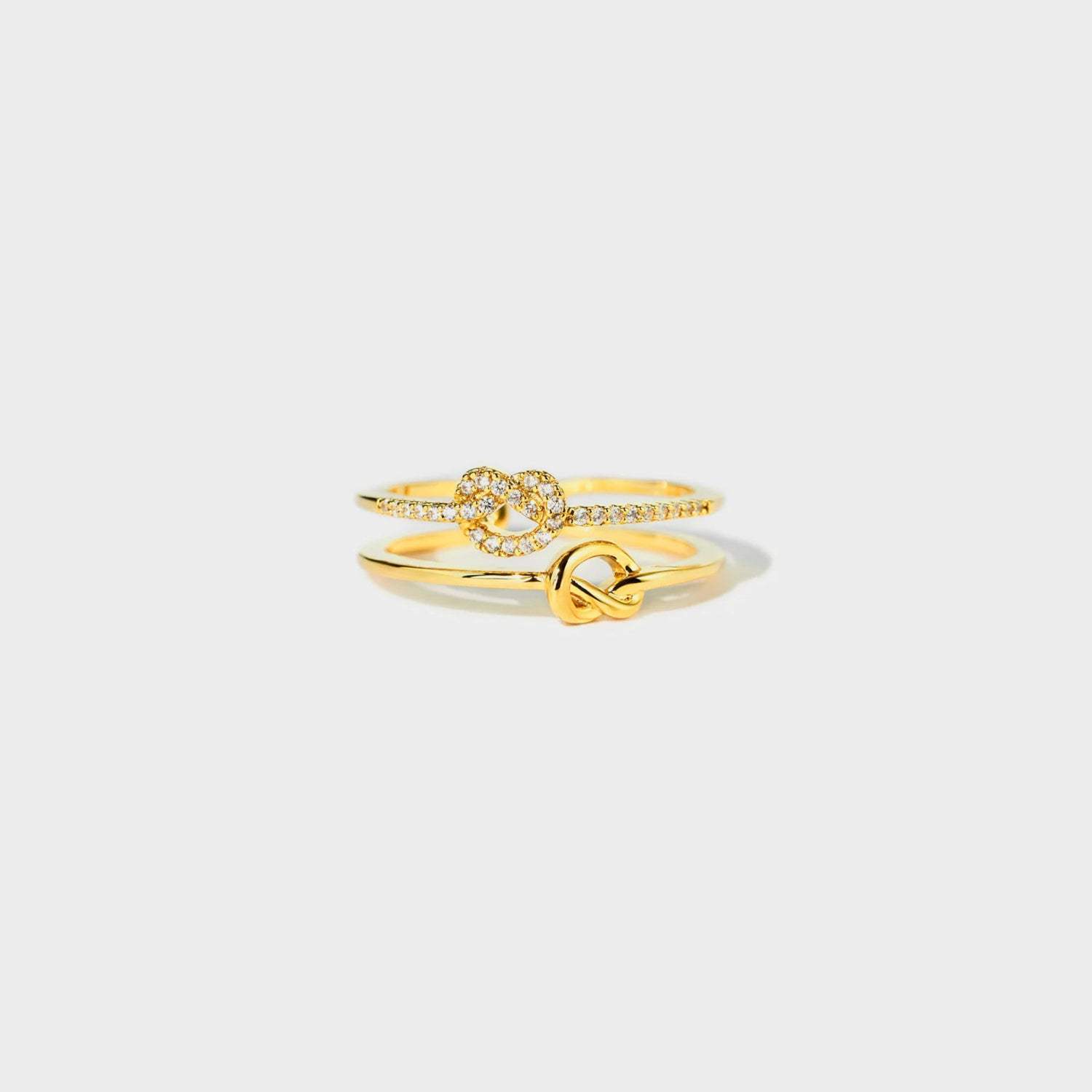 925 Sterling Silver Double-Layered Knot Ring Gold 7 Rings - Tophatter Daily Deals